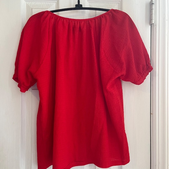 Madewell Texture & Thread Red Peasant Top M - Picture 4 of 4